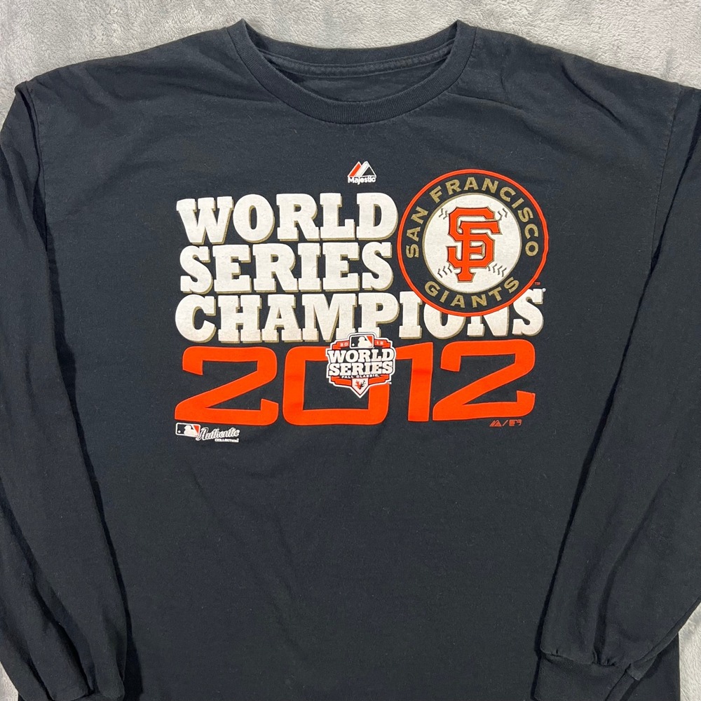 SF Giants World Series Champions 2012 Adult L Black Good Graphic LS Tee Majestic